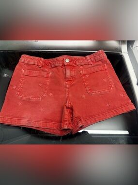 Cat & Jack Red Star-Embroidered Jean Shorts